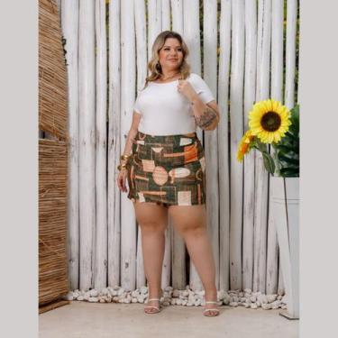 Imagem de Short Saia Plus Size Luxo Estampado em Tecido Liz - Rosana Farcait, Ve