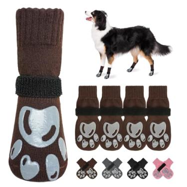 Imagem de BEAUTYZOO Meias para cães para evitar lamber patas - botas de cachorro e protetores de patas com garras em pisos de madeira, sapatos para cães para pavimento quente/frio pequenas, médias grandes
