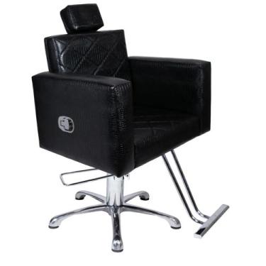 Imagem de Poltrona Cadeira Hidráulica Evidence Reclinável Para Salão Preto Croco