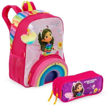 Imagem de Kit Infantil Mochila De Costas E Estojo Gabby Rainbow - Sestini