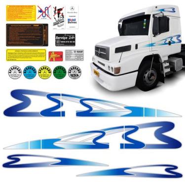Imagem de Adesivo Faixa Lateral Caminhão Mercedes Benz Mb 1938 Azul - SPORTINOX,