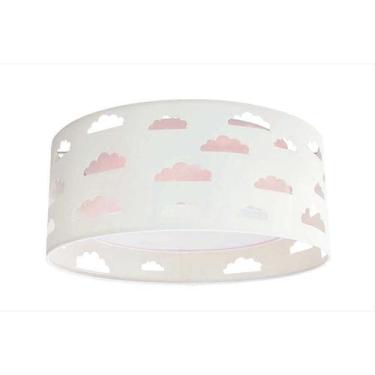 Imagem de Luminária Plafon Nuvens Duplo Com Recortes 50x16 Rosa - Tom Luz
