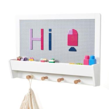 Imagem de Parede de blocos de construção UTEX 2 em 1 para Lego com prateleira e 