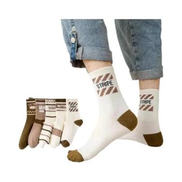 Imagem de Conjunto De Meias Masculinas De Comprimento Médio Com Cano Alto, 6 Par