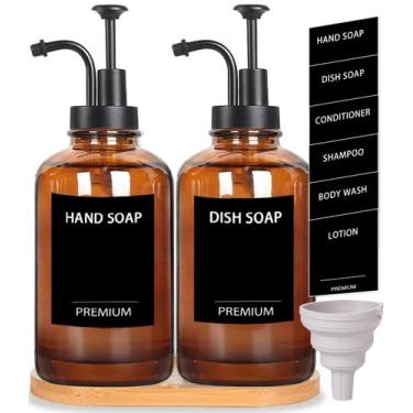 Imagem de Dispensador de sabão em pó Hoousuper Amber 530ml de vidro ultra-grosso