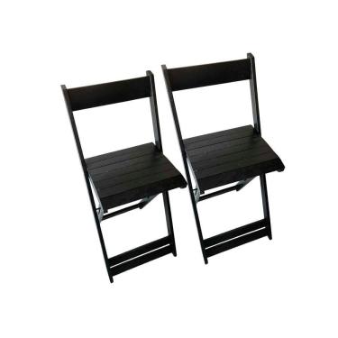 Imagem de Conjunto 2 Banquetas Alta Dobráveis Bar E Balcão Madeira Preto