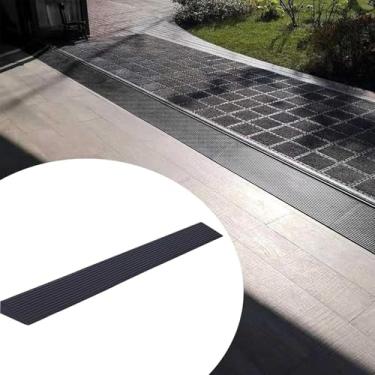 Imagem de Rampas De Energia De Borracha, Faixa De Transição De Limiar De Cadeira De Rodas, Acabamento De Molduras De Soleira De Topo, Rampa De Meio-fio Interna Para Robô De Varr, 1.5x4.8cm/0.59x1.89in