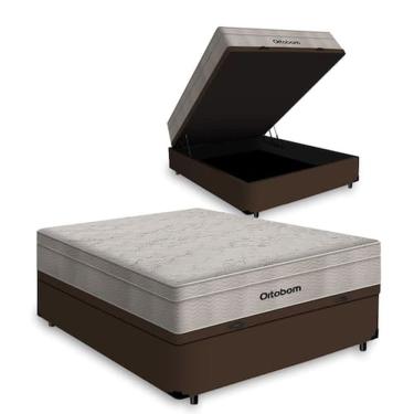 Imagem de Cama Box Baú Casal + Colchão De Molas Ensacadas - AirTech Spring  (138x188x72) - Ortobom 