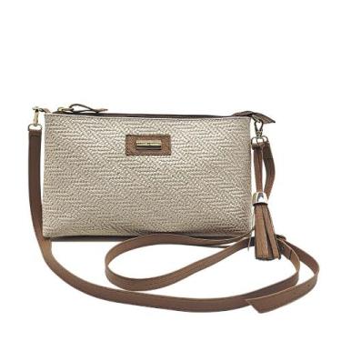 Imagem de Bolsa de Ombro Feminina Couro Legítimo Bolso Interno Alça Regulável Ta