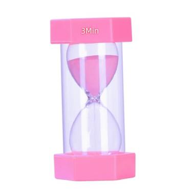Imagem de Temporizadores de areia coloridos, temporizadores de areia de ampulheta de 3 minutos com capa protetora para escova de dentes, jogos de sala de aula, escritório em casa (rosa + 3 min