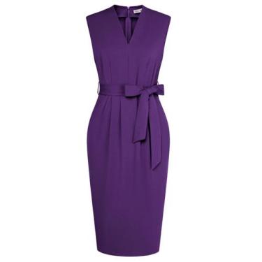 Imagem de Vestido Grace Karin Professional Bodycon sem mangas roxo XL