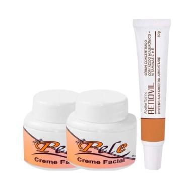 Imagem de Kit Facial 2 Creme Clareador Nova Pele combate manchas e 1 Renovil Sér