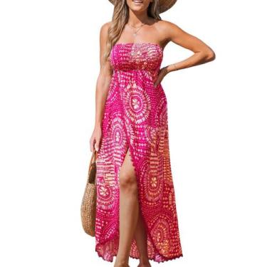 Imagem de Vestido maxi CUPSHE rosa choque de renda sem mangas para mulheres tama