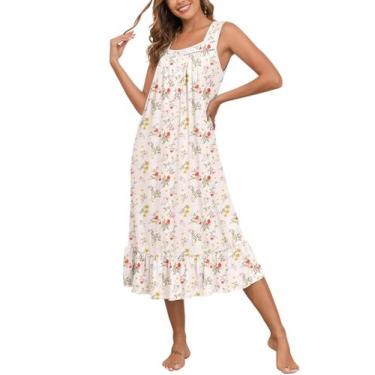 Imagem de Camisa de dormir vitoriana feminina sem mangas da Nightgown APRRAIN