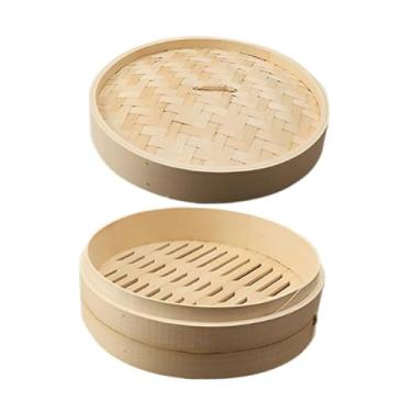 Imagem de ＡＷＨＡＯ Cesta de vapor de bambu para alimentos, cesta de vapor para pães, cozinha chinesa asiática para arroz, 24cm