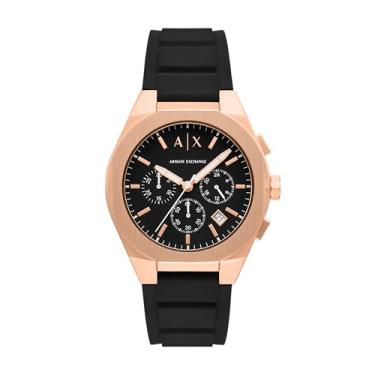 Imagem de Armani Exchange Relógio masculino A|X Sync cronógrafo preto de silicone (modelo: AX4190)