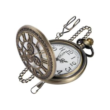 Imagem de Realpoo Relógio de bolso masculino de quartzo Three Small Gear, numerais arábicos, mostrador branco, relógio de bolso com corrente, CF-new16