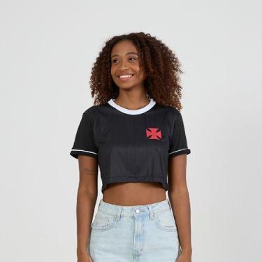 Imagem de Camisa Vasco Da Gama Cropped Grito - Feminino - Braziline, PP, Preto