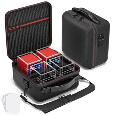 Imagem de Caixa de baralho com estojo portátil, pacote com 4 caixas transparentes Commander Deck com 4 divisórias, comporta mais de 400 cartas de manga dupla, adequada para MTG, YuGiOh, TCG