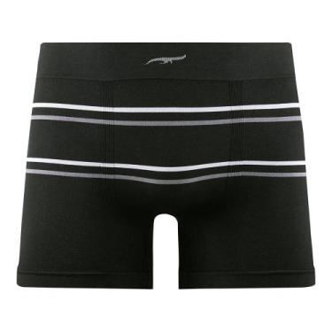 Imagem de Cueca Boxer Listrada sem Costura Preto Zee Rucci, G2