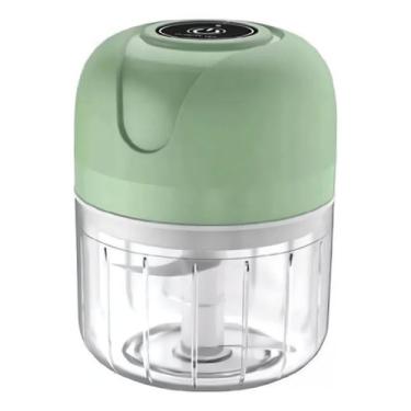 Imagem de Mini Multiprocessador Fatiador Usb Sem Fio 3 Em 1 Alimentos Cor Verde-