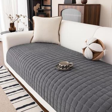 Imagem de MEETSKY Capa de sofá lavável para cães, antiderrapante, para sofá com 2 almofadas, em forma de L, tapete para animais de estimação (cinza escuro, 86 cm x 180 cm, apenas 1 peça)