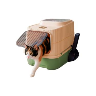 Imagem de Banheiro fechado + Tapete Coletor de areia para gato caixa de areia fechada Sanitário antiodor pet(Verde)