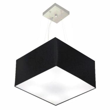 Imagem de Lustre Pendente Quadrado Vivare Md-4197 Cúpula Em Tecido 25/45x45cm - Bivolt Preto 127/220v
