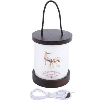 Imagem de Pssopp Lâmpada de Mesa de Lanterna Portátil, Recarregável 3 Colorido Escurecimento Night Light para Pátio de Pátio Externo (Cervo)