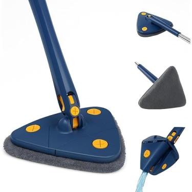 Imagem de Mop de Limpeza Giratório 360° Triangular – Esfregão com Cabo Fixo, Base Articulada, Refil de Microfibra Lavável, Ideal para Cantos, Rodapés, Escadas e embaixo de Móveis