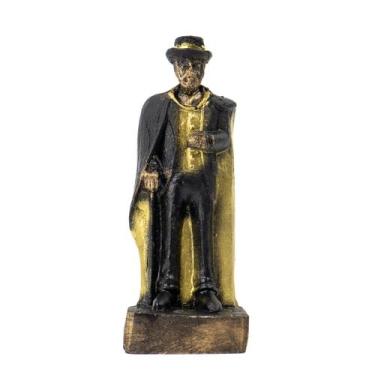 Imagem de Escultura Exu Cartola Capa Preta e Dourado 10,50 cm Resina - Lua Místi