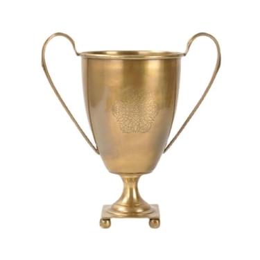 Imagem de balde de vinho Balde de gelo europeu vintage esculpido à mão, balde cobre para sala estar, móveis decorativos armazenamento Refrigerador de cerveja