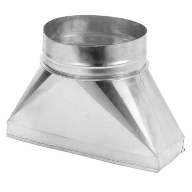 Imagem de PATIKIL Bota de registro reto de 30,5 cm x 10 cm x 17,8 cm, aço galvanizado de transição retangular para duto redondo de 17,78 cm, encaixe de transição para conectar acessórios de duto HVAC de grade