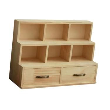 Imagem de IEUDNS Armário de armazenamento de madeira, organizador de mesa, porta-joias, versátil com gavetas, compartimento para quarto, espaço de trabalho, sala de, 2 Gavetas