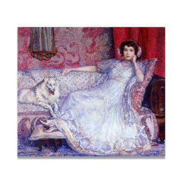 Imagem de The Woman In WhiteThéo van Rysselberghe: Impressão em tela neoimpressionista belga chave 80 x 88 cm sem moldura