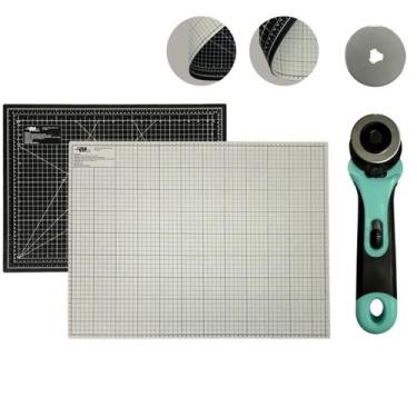 Imagem de Kit Base Placa de Cortar Tecido Papel Apoio de Mesa A2 45 x 60 + Corta