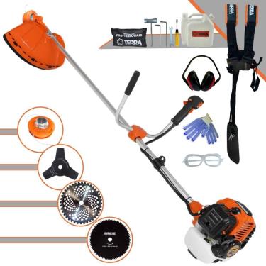 Imagem de Roçadeira Terra GR520-XP À Gasolina Motor 2T 52cc 2,5HP 4 Em 1 Com Carretel + Lâmina 3 Pontas + Lâmina 40 Dentes de Vídea + Lâmina 80 Dentes + EPI