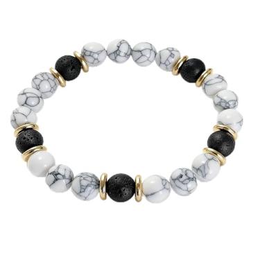 Imagem de AMXXZIC Pulseira ajustável com contas de pedra natural para homens e mulheres - multicolorida, contas de 8 mm, diâmetro interno de 15 a 16,7 cm, One Size, Pedra, Sem Pedra Preciosa