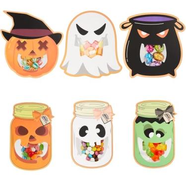 Imagem de AQKILO 30 sacos de doces adesivos de Halloween - desenhos de coelho e ovo para celebrações de Halloween, lembrancinhas de festa de primavera, cartões com porta-doces