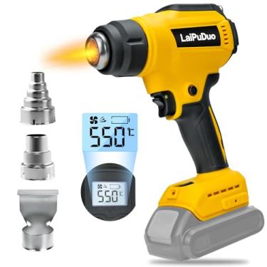 Imagem de Pistola de calor sem fio para bateria Dewalt 20v, pistola de ar quente de aquecimento rápido de 300 W, configuração de 2 temperaturas 30.0 °C a 550.0 °C (30°C-550°C) com 3 bocais para artesanato DIY