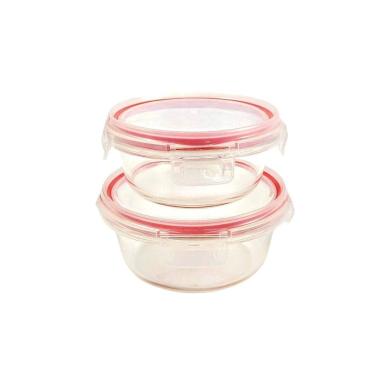 Imagem de Pote Hermético De Vidro Redondo Com Tampa 620/400Ml Kit 2Pc