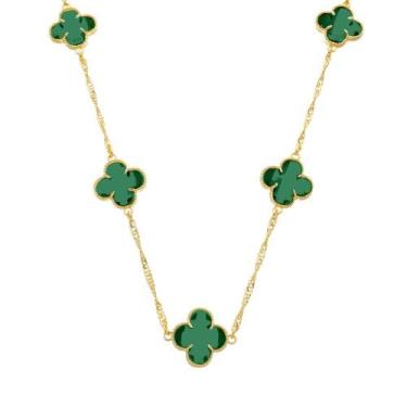 Imagem de Colar Dourado 5 Trevos Verde - D&P Lumière Joias, Unica, U