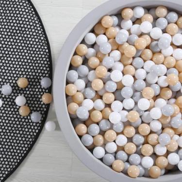 Imagem de GOGOSO Piscina De Bolinhas Plástico Para Bebês, Infantil, Cercadinho, Pastel, Sem Bpa, Atóxico, À Prova Esmagamento, Bege, Cinza Claro, Branco, 50 Peças