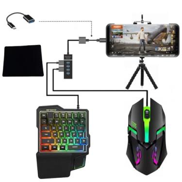 Imagem de Kit Gamer Mobilador Completo: Teclado One Hand + Mouse Gamer RGB