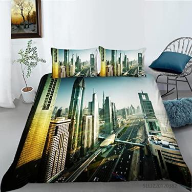 Imagem de Conjunto de capa de edredom infantil solteiro cidade arranha-céus paisagem 234 x 284 cm painel multicolorido inverno luxo macio capa de edredom conjunto de cama com fronha quarto infantil adolescentes