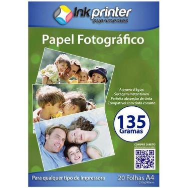 Imagem de Papel Fotográfico Brilhante Glossy A4 135gr - Alta Resolução e Secagem