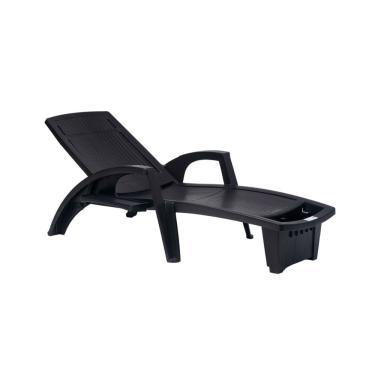 Imagem de Espreguiçadeira Sole Reclinável Preta Em Polipropileno Com Proteção Uv Pisani
