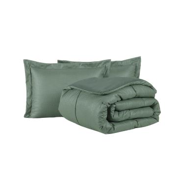 Imagem de Kit Cobre Leito Ravena To Decorando Queen 3 Peças Micropercal 200 Fios Toque Acetinado 100% Poliéster - Verde