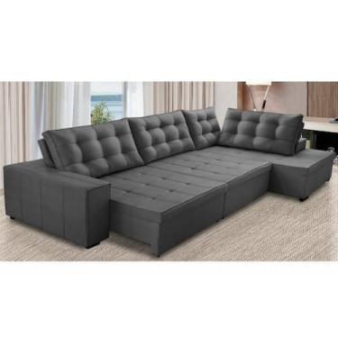 Imagem de Sofá de Canto Retrátil e Reclinável com Molas 3,40x2,00 Berlim Suede M