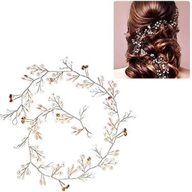 Imagem de Tiara Arranjo Para Cabelo Noiva Pérola Fio Strass Cristal Luxo - Outle